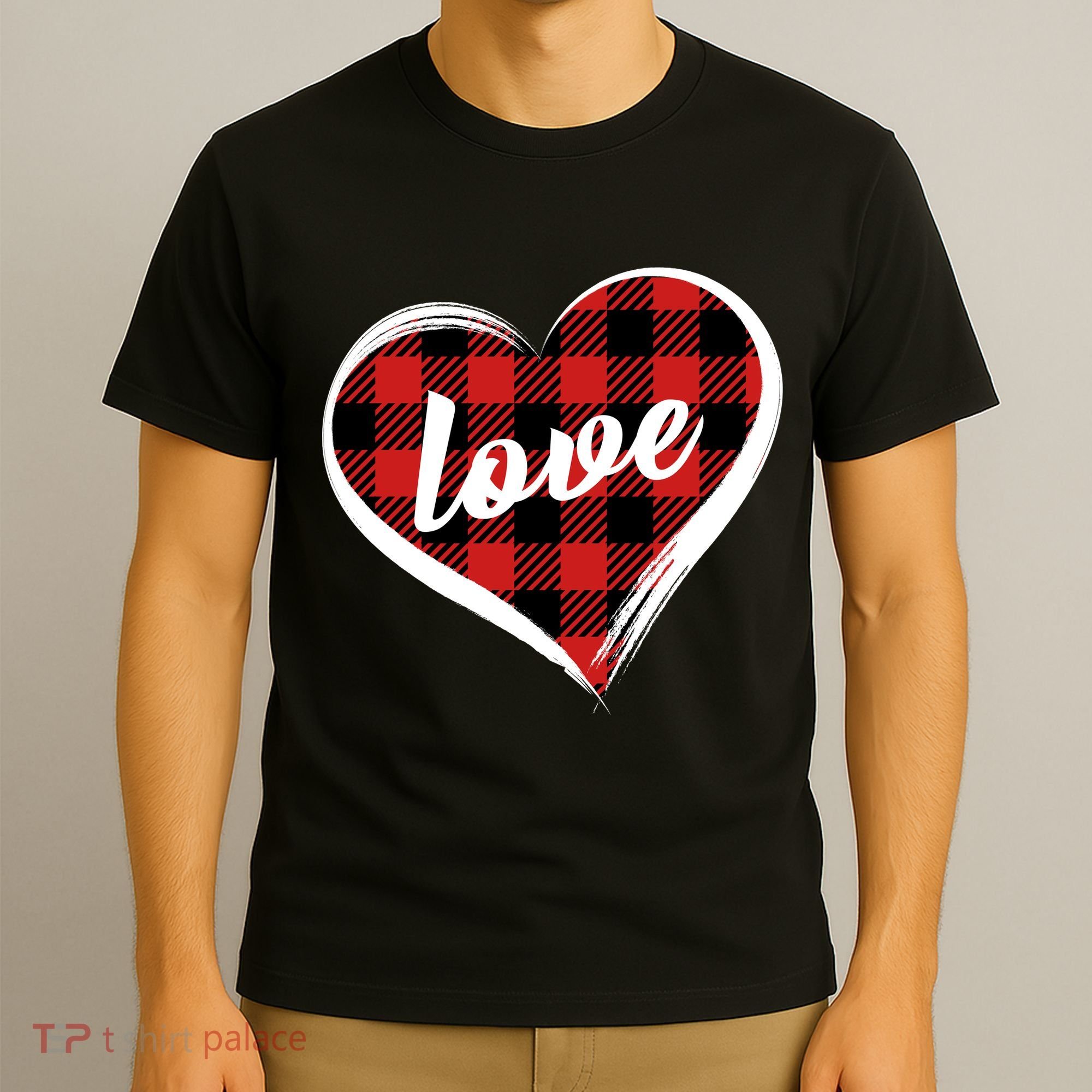 Valentines Day Love Plaid Heart T-Shirt