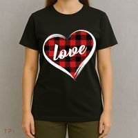 Valentines Day Love Plaid Heart T-Shirt thumb 4