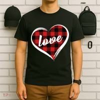 Valentines Day Love Plaid Heart T-Shirt thumb 6