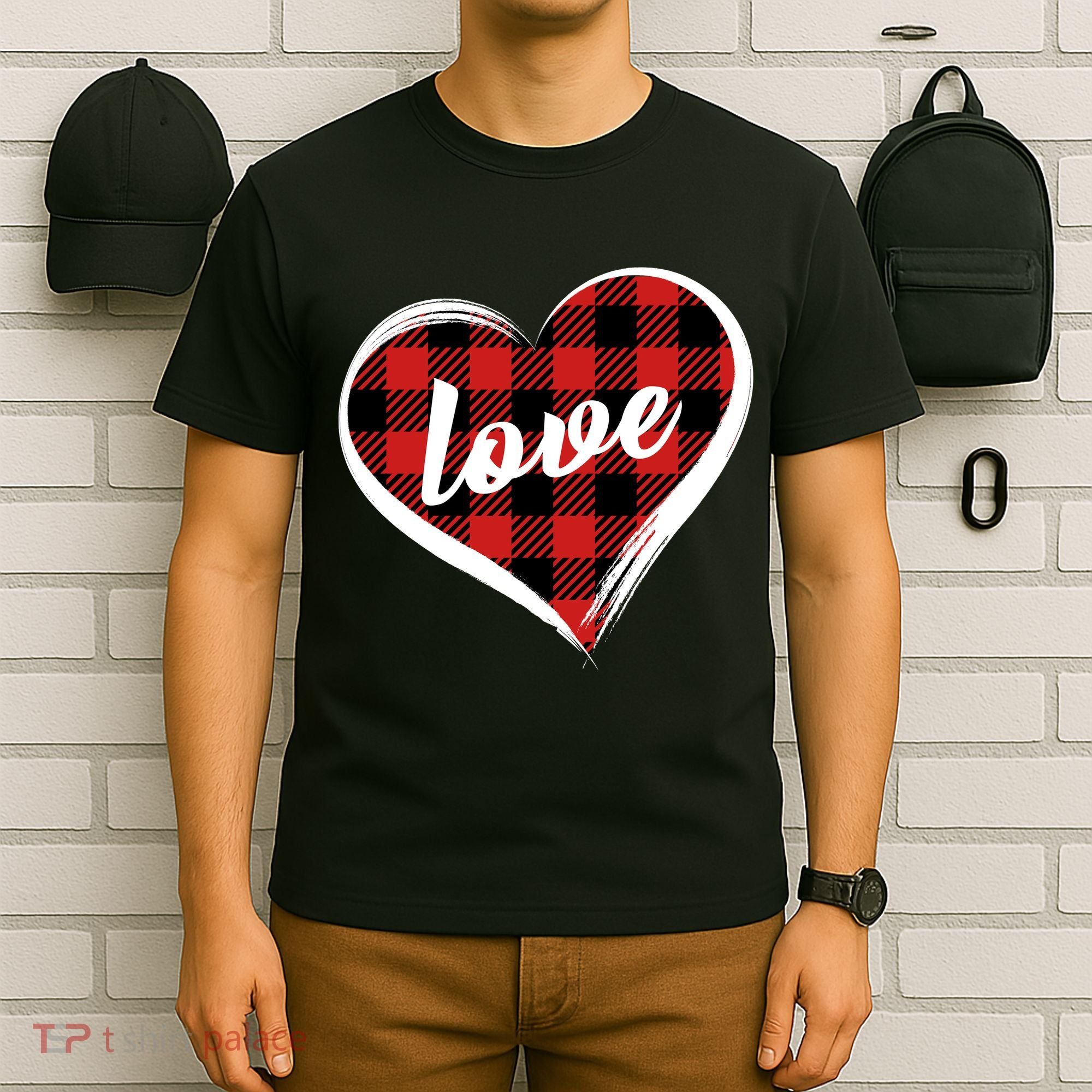 Valentines Day Love Plaid Heart T-Shirt