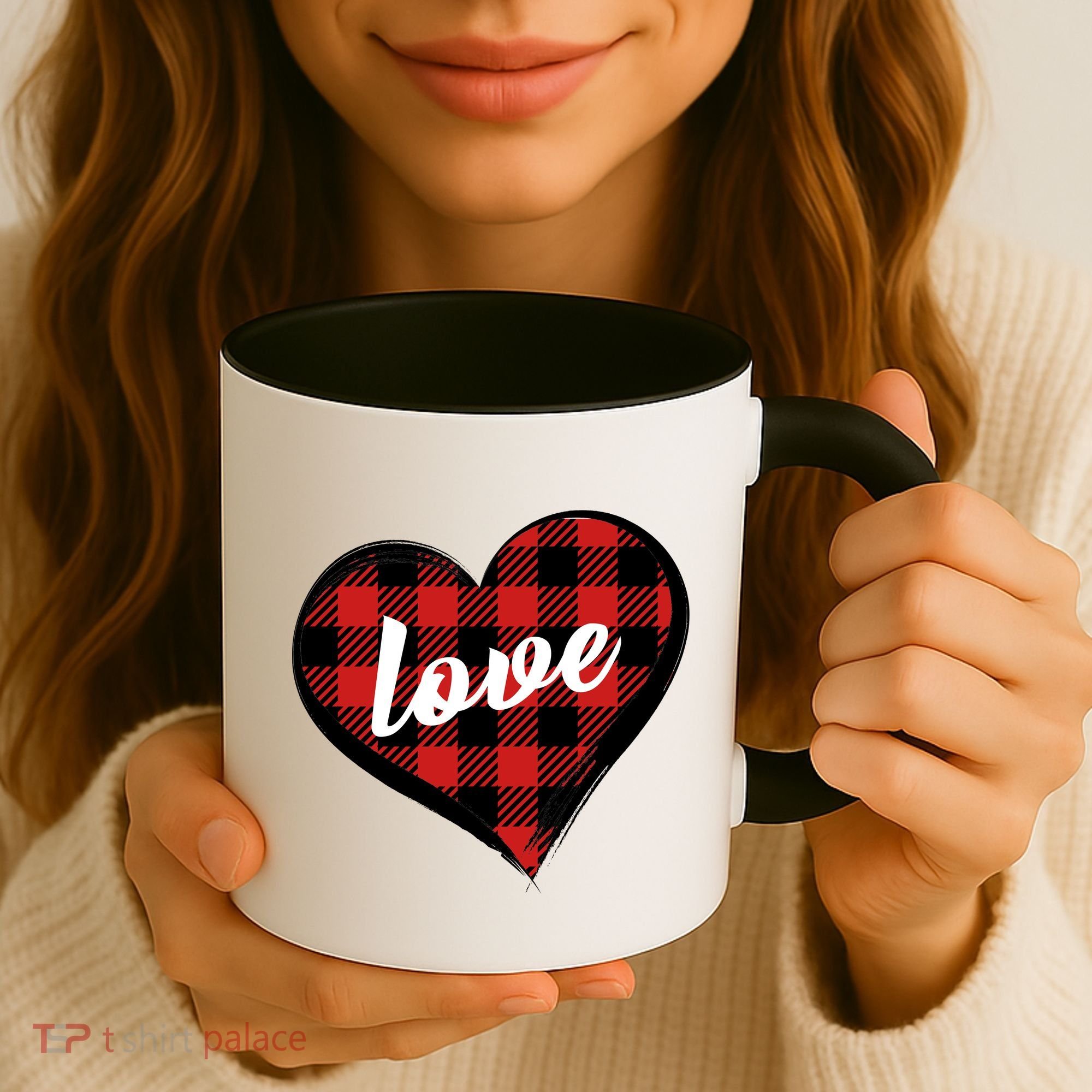 Valentines Day Love Plaid Heart Coffee Mug
