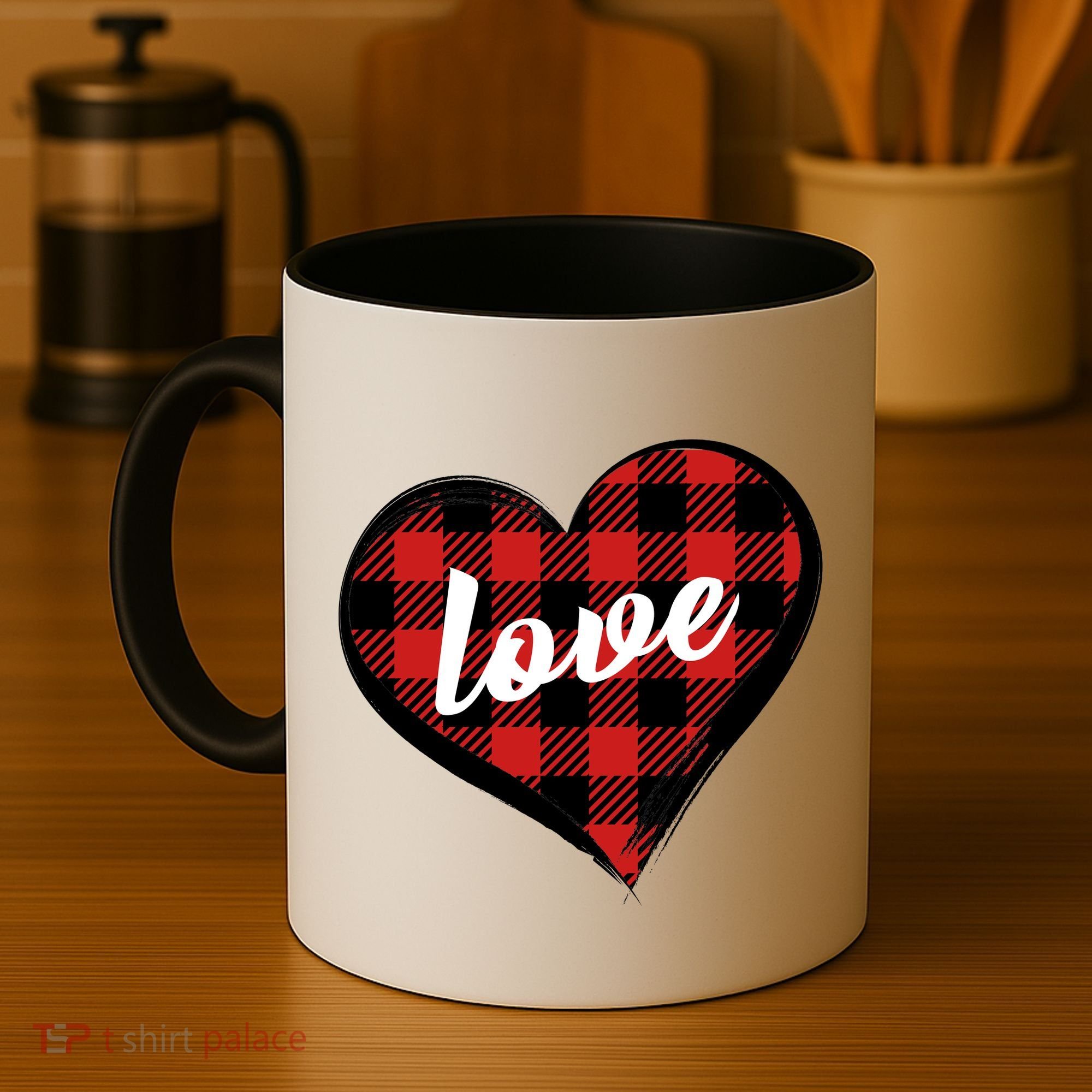 Valentines Day Love Plaid Heart Coffee Mug