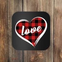 Valentines Day Love Plaid Heart Coaster thumb 0
