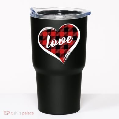 Valentines Day Love Plaid Heart Tumbler