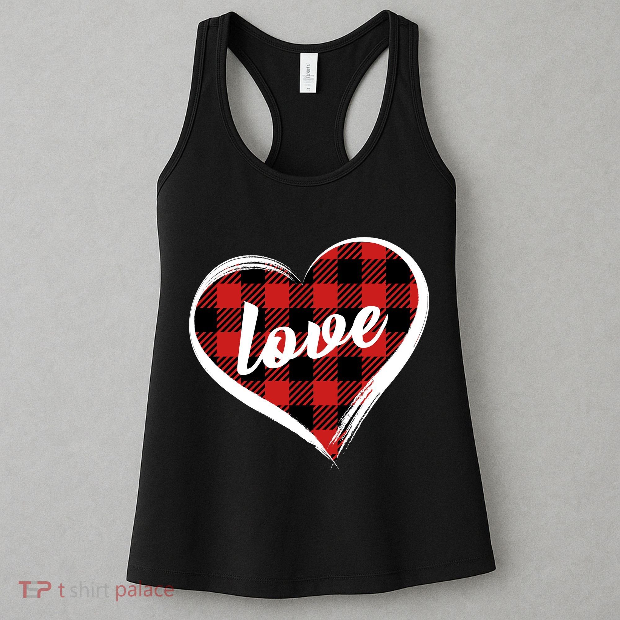 Valentines Day Love Plaid Heart Women's Tank Top