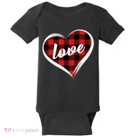 Valentines Day Love Plaid Heart Baby Bodysuit thumb 0