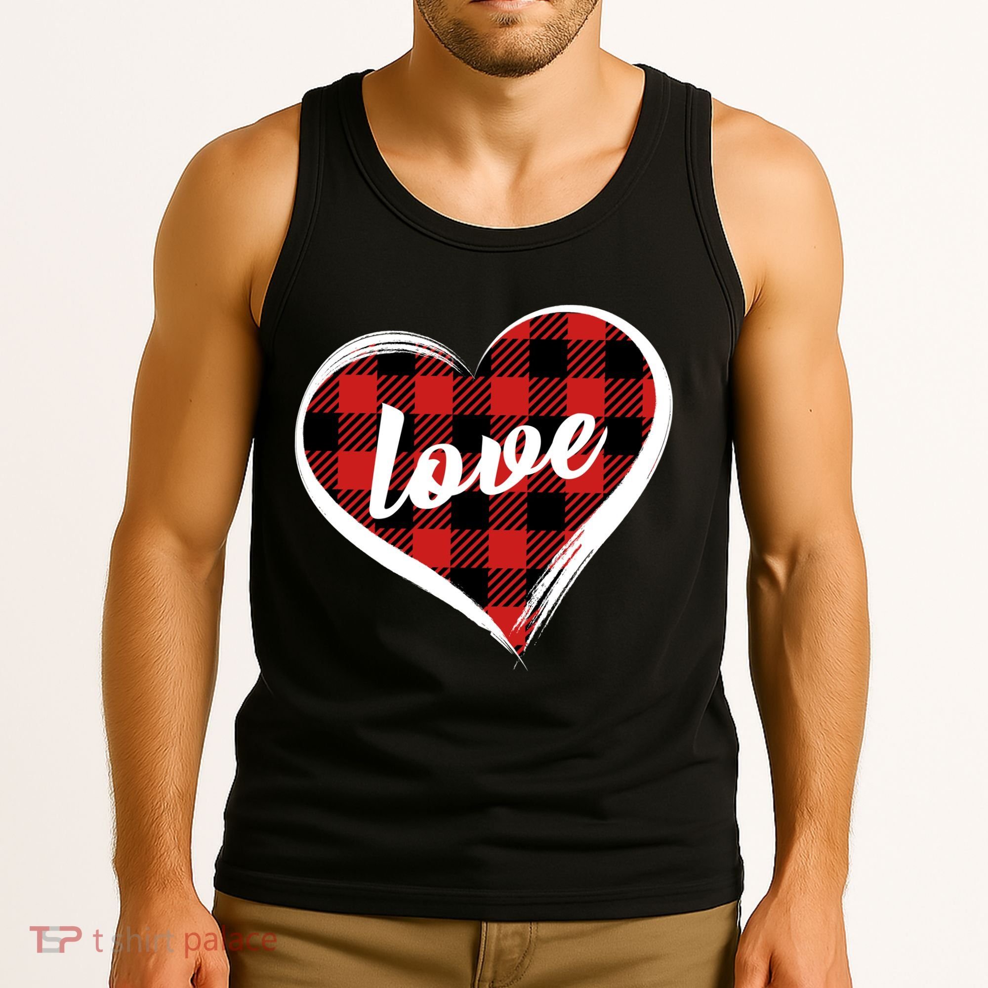Valentines Day Love Plaid Heart Tank Top