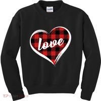 Valentines Day Love Plaid Heart Kids Sweatshirt thumb 0