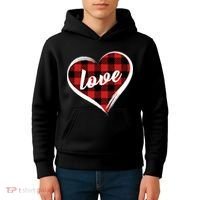 Valentines Day Love Plaid Heart Kids Hoodie thumb 4