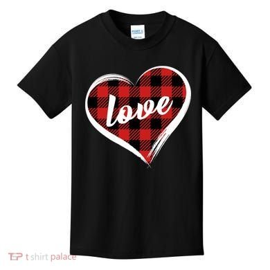 Valentines Day Love Plaid Heart Kids T-Shirt