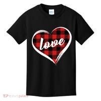 Valentines Day Love Plaid Heart Kids T-Shirt thumb 0