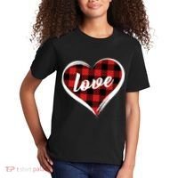 Valentines Day Love Plaid Heart Kids T-Shirt thumb 2