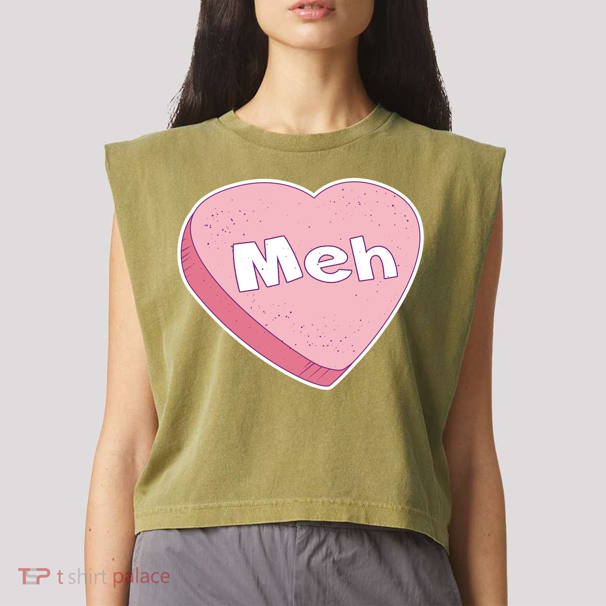 Valentine's Day Meh Conversation Heart Candy Garment-Dyed Women's Muscle Tee