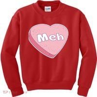 Valentine's Day Meh Conversation Heart Candy Kids Sweatshirt thumb 0