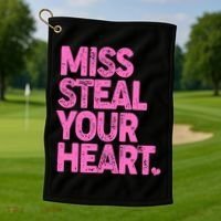 Valentine's Day Miss Steal Your Heart Golf Towel thumb 1
