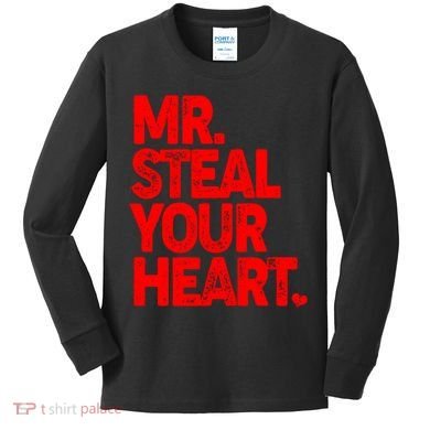 Valentine's Day Mr Steal Your Heart Kids Long Sleeve Shirt