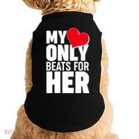 Valentine's Day My Heart Only Beats for Her Matching Couples Doggie Tank thumb 0