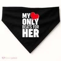 Valentine's Day My Heart Only Beats for Her Matching Couples USA-Made Doggie Bandana thumb 0