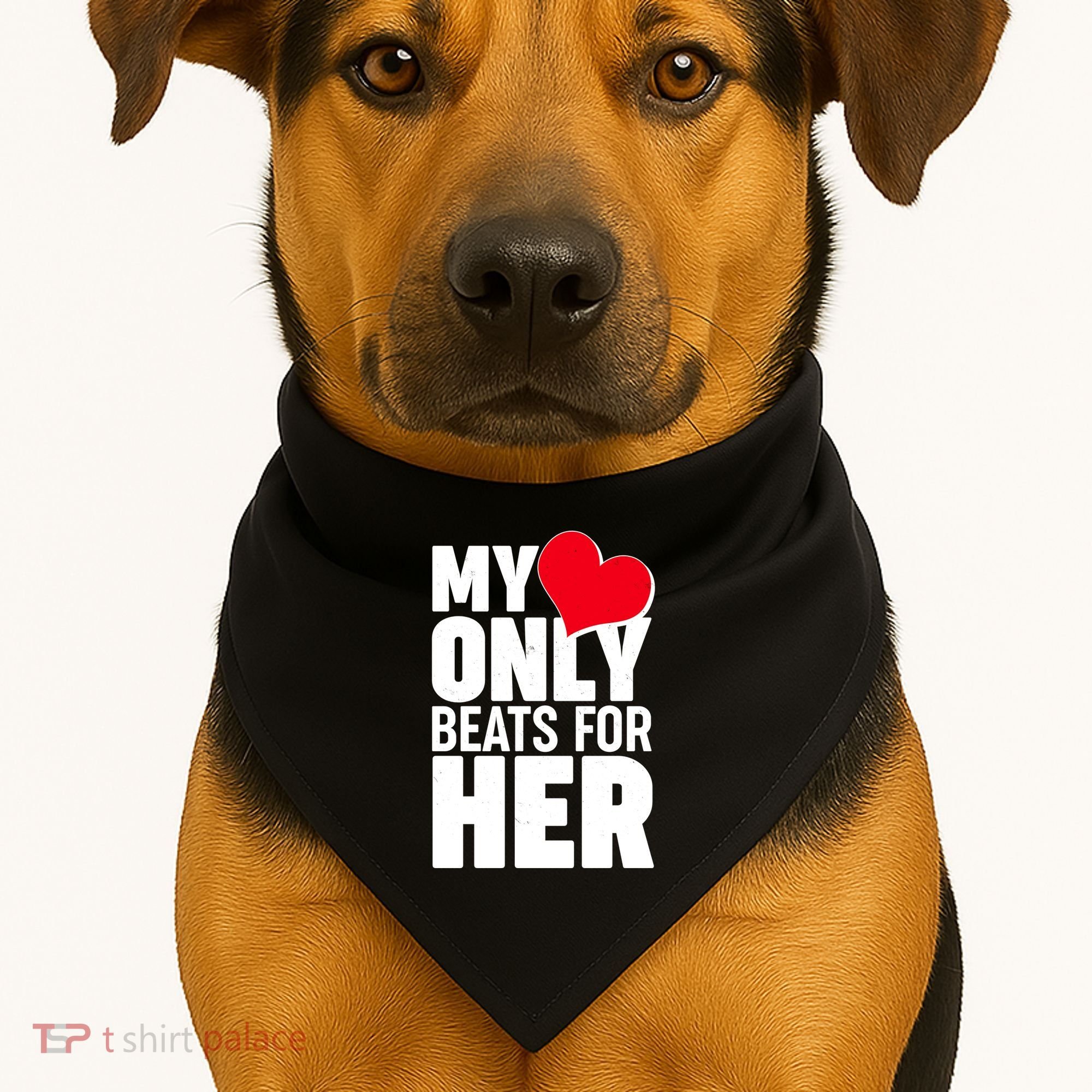 Valentine's Day My Heart Only Beats for Her Matching Couples USA-Made Doggie Bandana