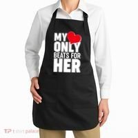 Valentine's Day My Heart Only Beats for Her Matching Couples Apron thumb 2