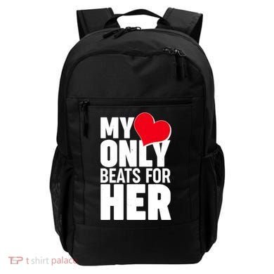 Valentine's Day My Heart Only Beats for Her Matching Couples Backpack