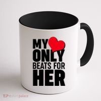 Valentine's Day My Heart Only Beats for Her Matching Couples Coffee Mug thumb 1