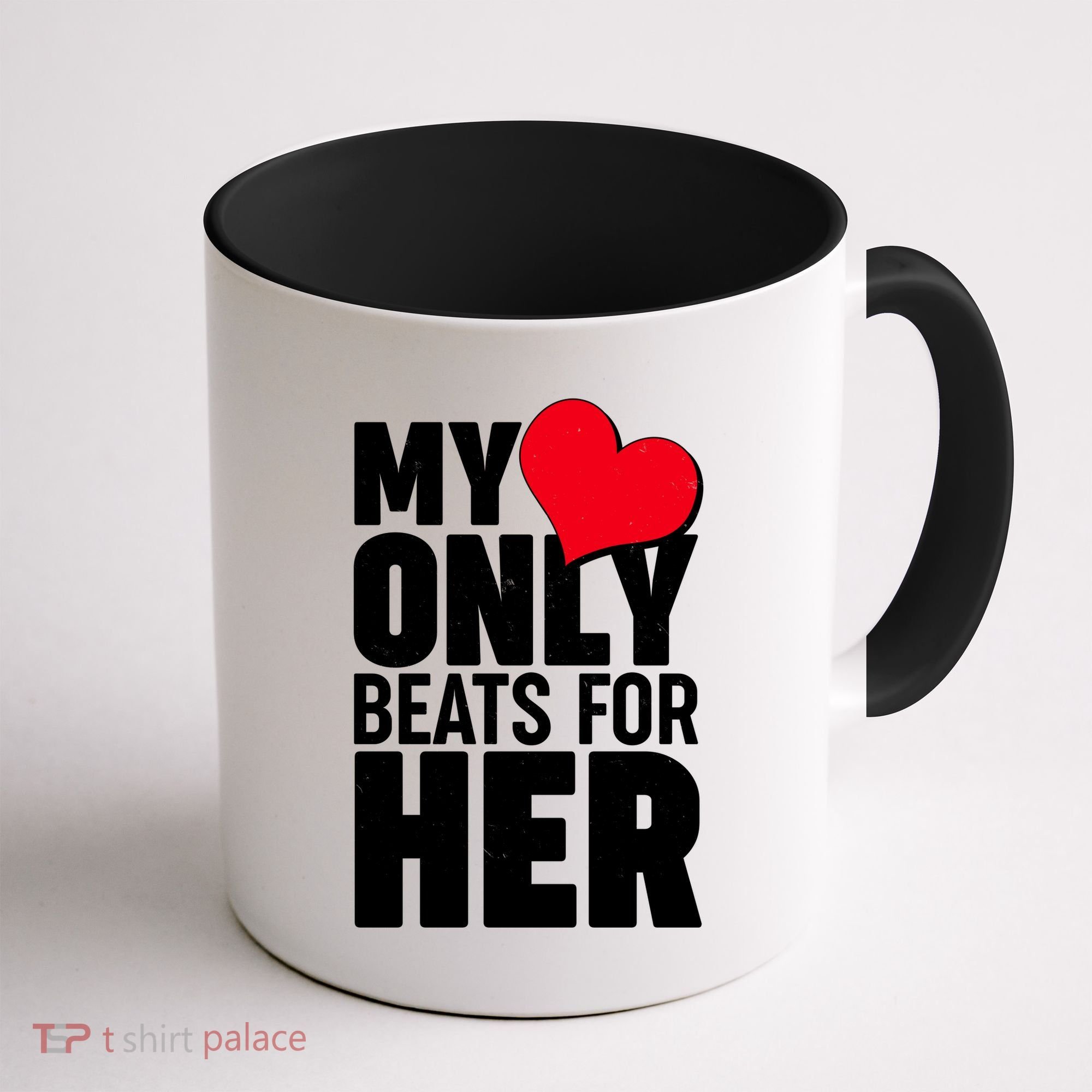 Valentine's Day My Heart Only Beats for Her Matching Couples Coffee Mug