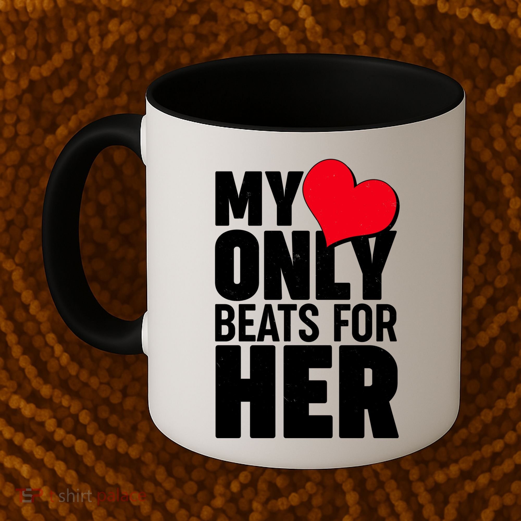 Valentine's Day My Heart Only Beats for Her Matching Couples Coffee Mug