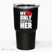 Valentine's Day My Heart Only Beats for Her Matching Couples Tumbler thumb 0