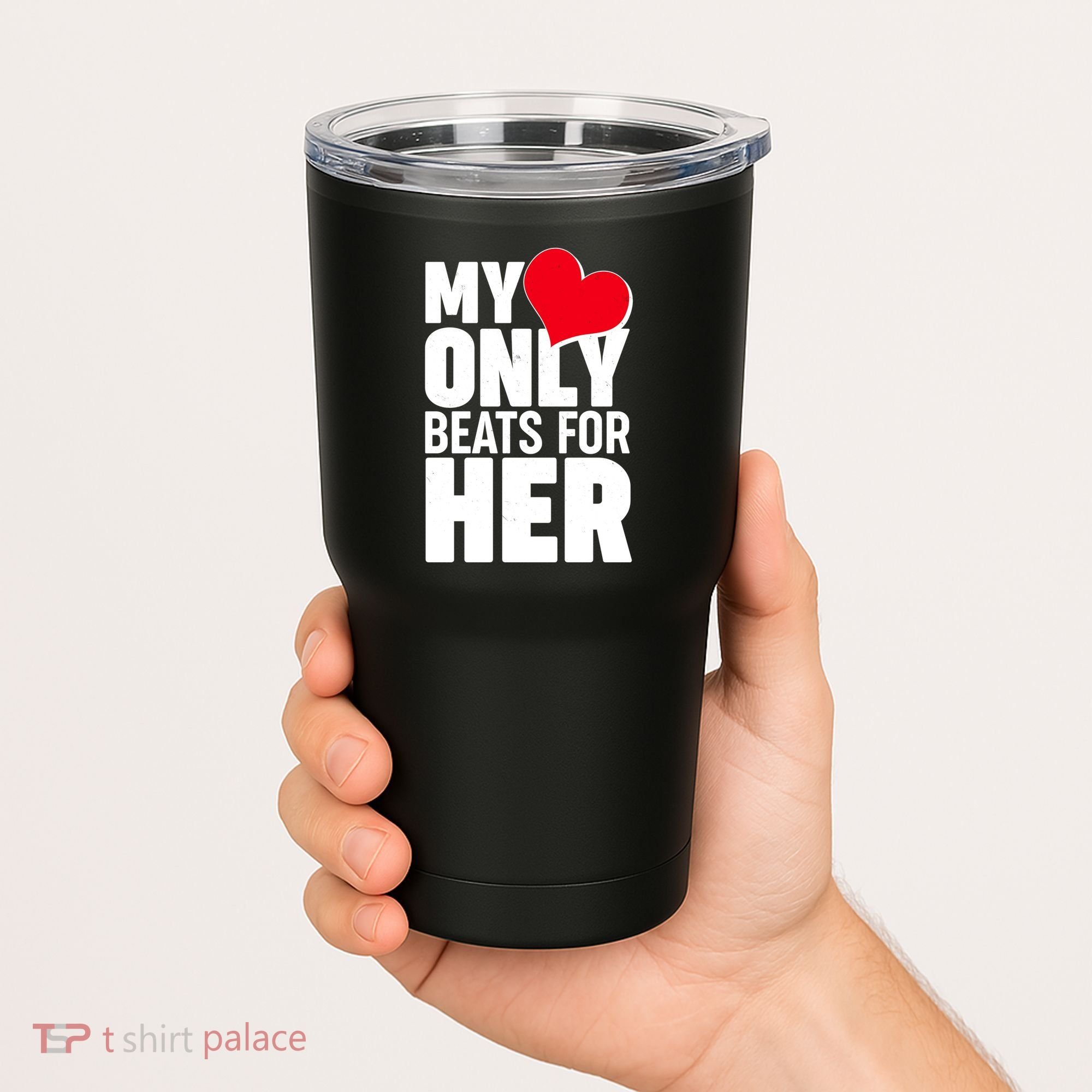 Valentine's Day My Heart Only Beats for Her Matching Couples Tumbler