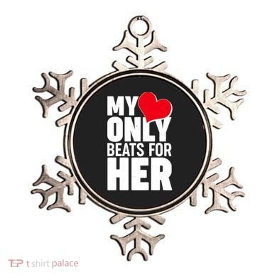 Valentine's Day My Heart Only Beats for Her Matching Couples Ornament