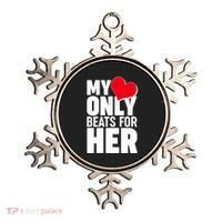 Valentine's Day My Heart Only Beats for Her Matching Couples Ornament thumb 0