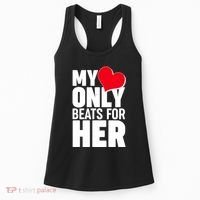Valentine's Day My Heart Only Beats for Her Matching Couples Women's Tank Top thumb 0