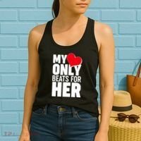 Valentine's Day My Heart Only Beats for Her Matching Couples Women's Tank Top thumb 2