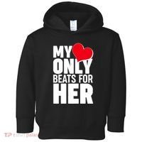 Valentine's Day My Heart Only Beats for Her Matching Couples Toddler Hoodie thumb 0
