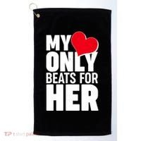 Valentine's Day My Heart Only Beats for Her Matching Couples Golf Towel thumb 0