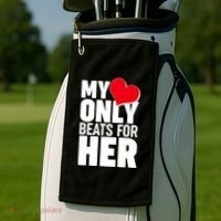 Valentine's Day My Heart Only Beats for Her Matching Couples Golf Towel thumb 2