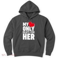 Valentine's Day My Heart Only Beats for Her Matching Couples Hoodie thumb 0