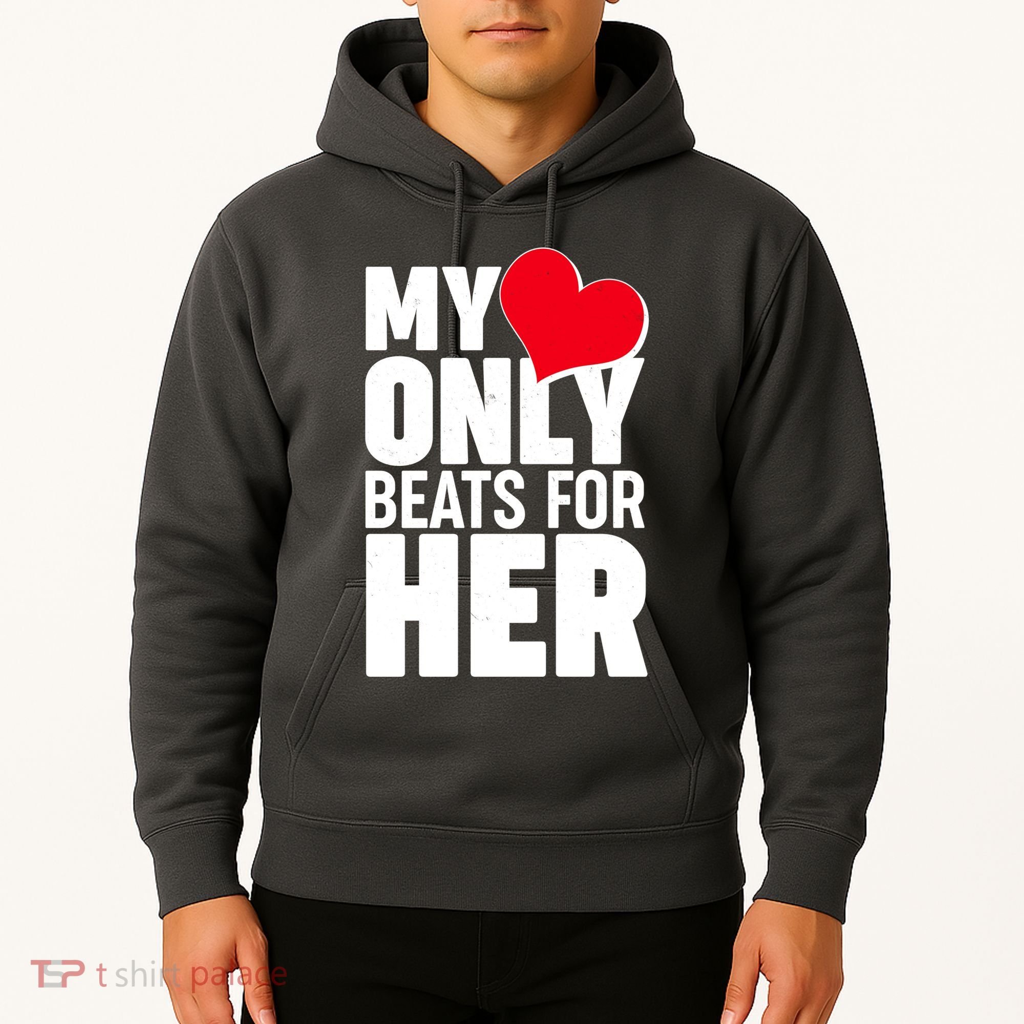 Valentine's Day My Heart Only Beats for Her Matching Couples Hoodie