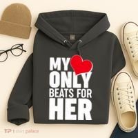 Valentine's Day My Heart Only Beats for Her Matching Couples Hoodie thumb 4