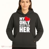 Valentine's Day My Heart Only Beats for Her Matching Couples Hoodie thumb 5