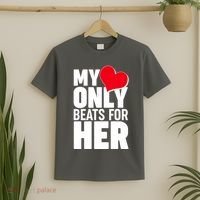 Valentine's Day My Heart Only Beats for Her Matching Couples T-Shirt thumb 2