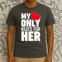Valentine's Day My Heart Only Beats for Her Matching Couples T-Shirt thumb 3