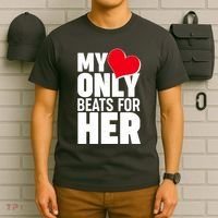 Valentine's Day My Heart Only Beats for Her Matching Couples T-Shirt thumb 6