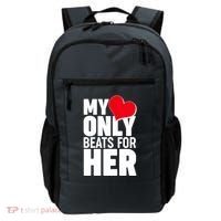 Valentine's Day My Heart Only Beats for Her Matching Couples Backpack thumb 0