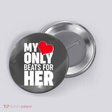 Valentine's Day My Heart Only Beats for Her Matching Couples Button