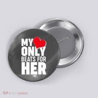 Valentine's Day My Heart Only Beats for Her Matching Couples Button thumb 0