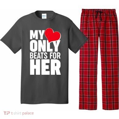 Valentine's Day My Heart Only Beats for Her Matching Couples Pajama Set