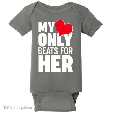 Valentine's Day My Heart Only Beats for Her Matching Couples Baby Bodysuit