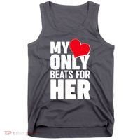 Valentine's Day My Heart Only Beats for Her Matching Couples Tank Top thumb 0